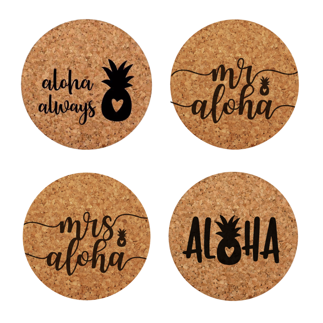 MR & MRS ALOHA COASTER SET