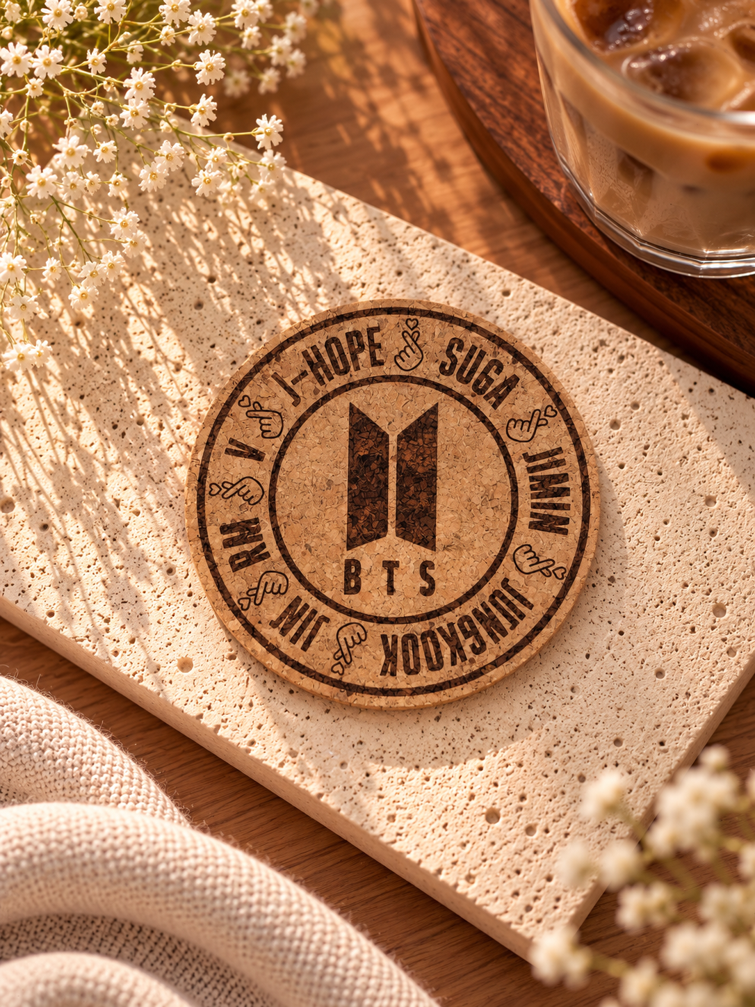 OT7 FINGER HEART COASTER